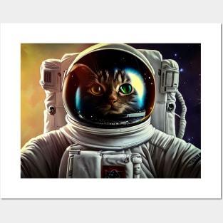 cat astronaut stars Posters and Art